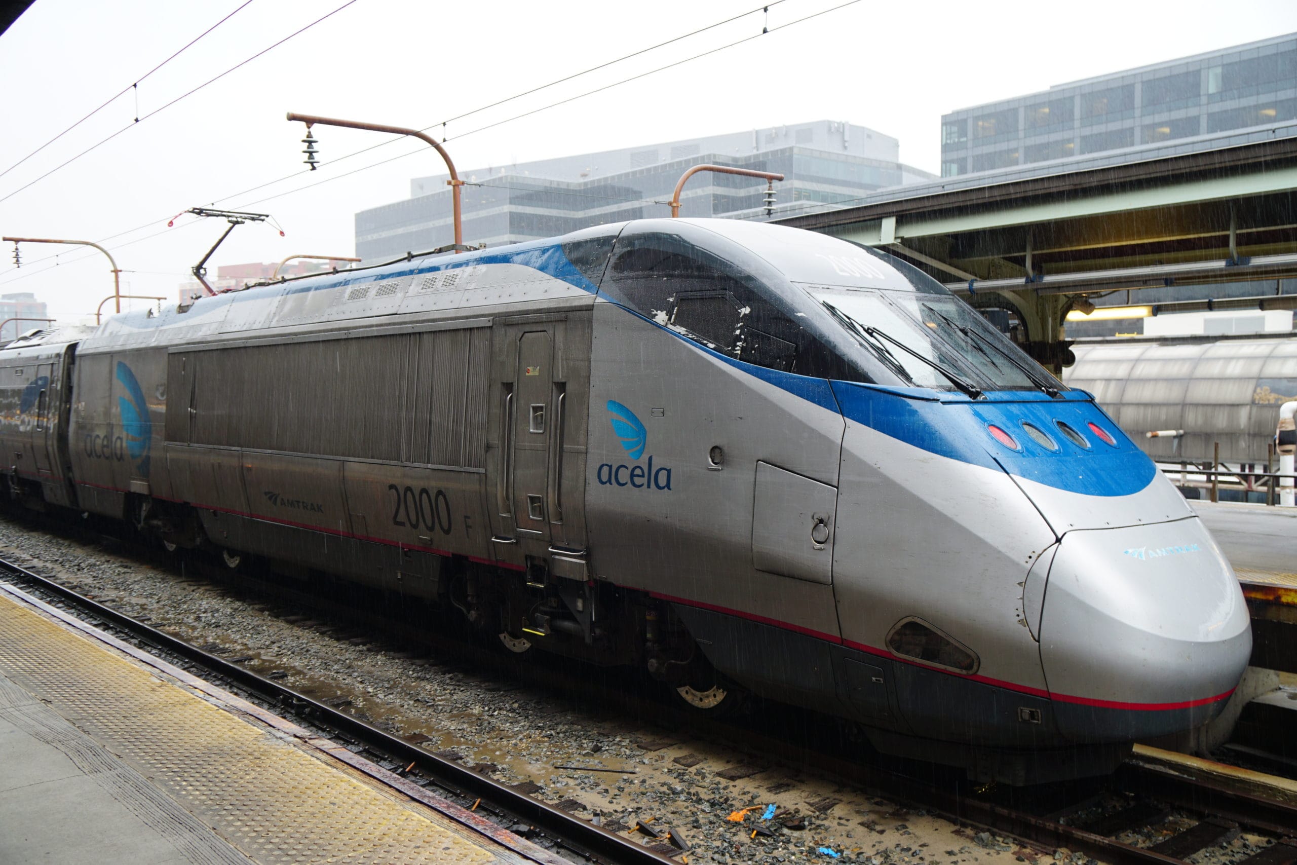 Amtrak Acela Express train stopped at Union Station in August 2019.