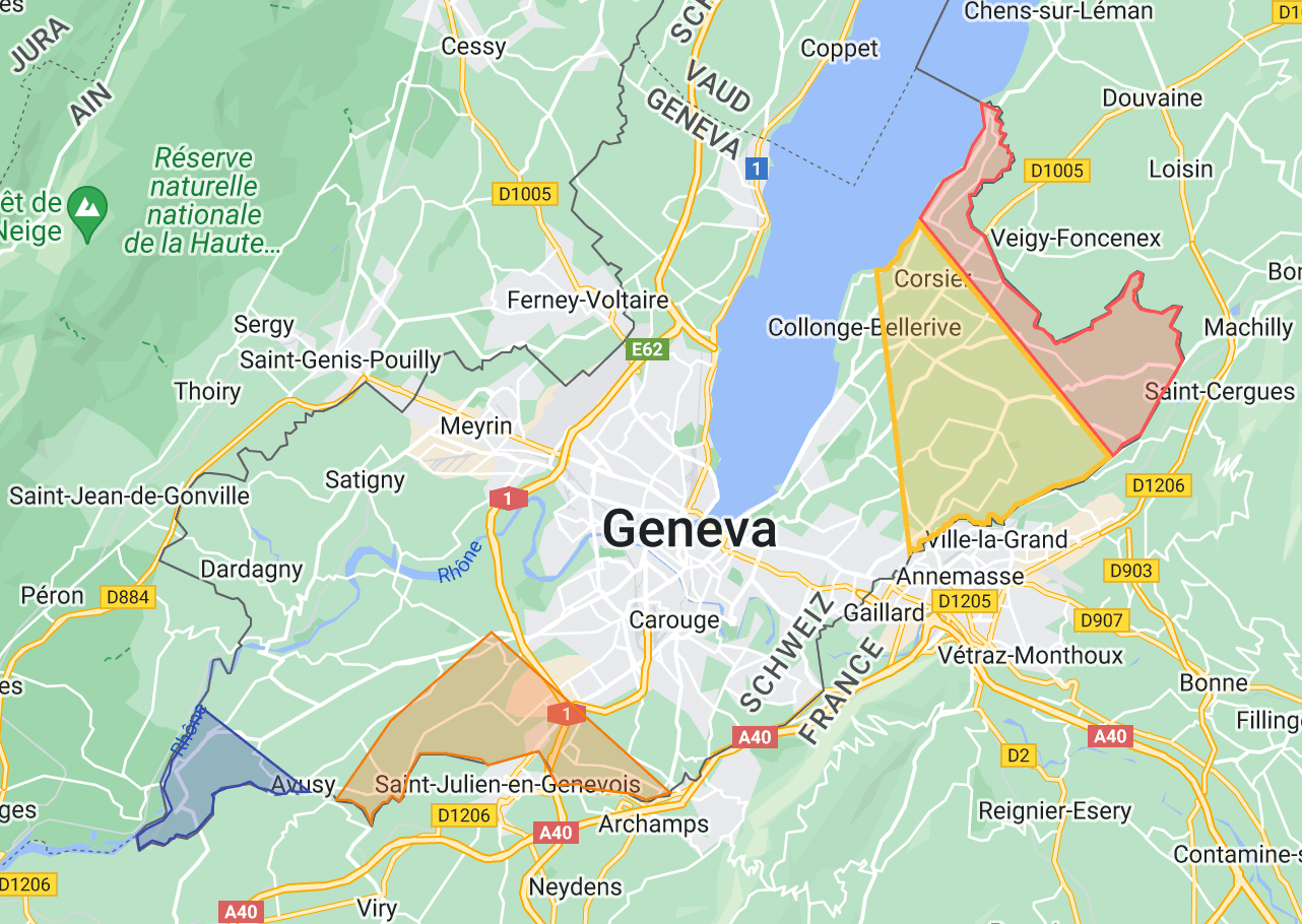 Bassins des gares françaises sur le canton de Genève