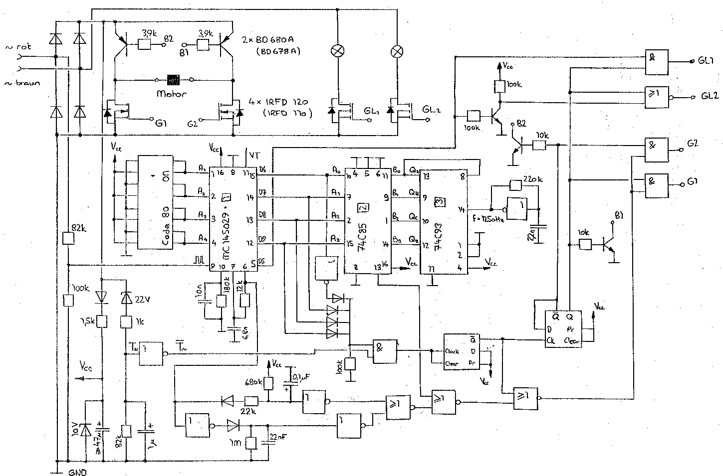 Schematics for an Märklin decoder by a student of the Technical University of Biel/Bienne
