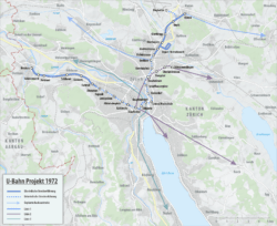 Plan du Métro de Zürich 1972