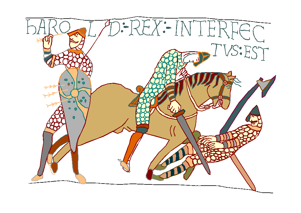 Quickdraw rendering of King Harold death's from the Bayeux Tapestry