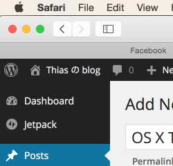 Apple Menu, Safari Menu window top and wordpress content 