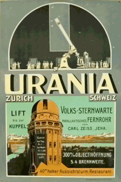 Affiche pour l'Observatoire Urania à Zürich